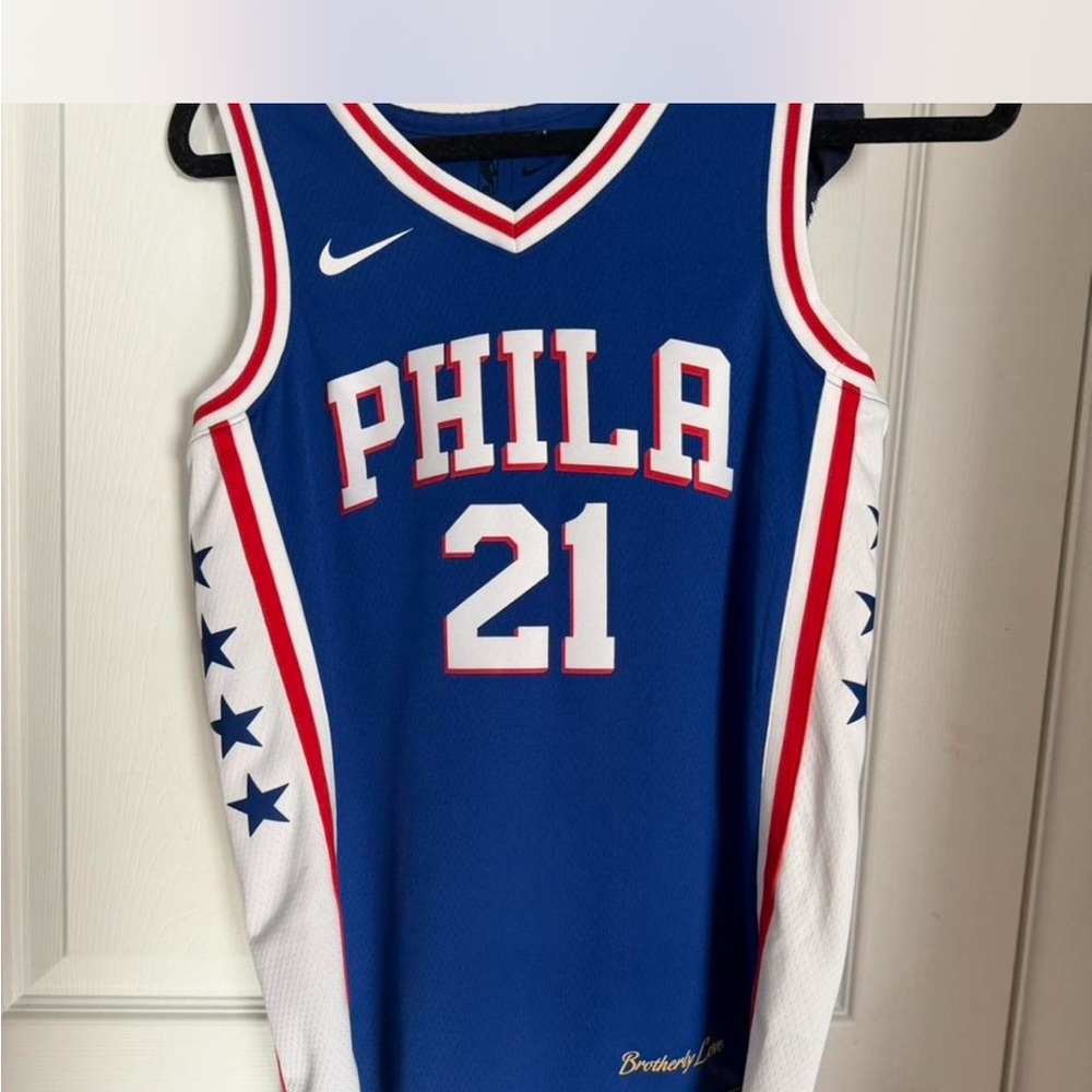 Nike Blue and White Basketball Jersey